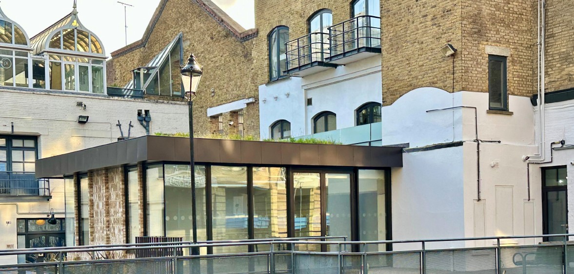 The site benefits from a new extension with a part glass finish, with external seating by the dock. The unit will be handed over in a shell and core condition.The premises comprise of the following floor areas: Ground 1,464 sq ft; Basement Level -1 520 sq ft; Basement Level -2 419 sq f; total 2,403 sq ft. Extraction is feasible.  There is provisions for mains gas, and the capacity for 3 phase electricity.